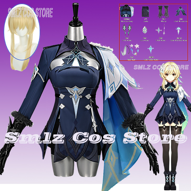 Anime Cosplay Ladies - ชุดคอสเพลย์นักเดินทางลูมิเน่จากเกม Genshin Impact ปี 2026 พร้อมอุปกรณ์เสริม