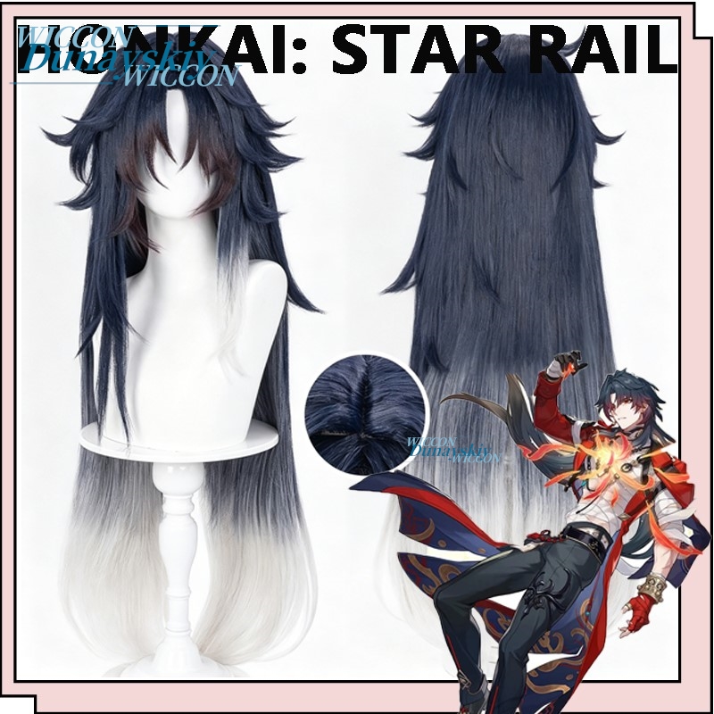 Anime Cosplay Blue Hair - เกมฮอนไค สตาร์ เรล มอร์เทนา็กซ์ ใบมีดวิกผมคอสเพลย์สีฟ้า-เทาผมยาวแพลนาคาร์ดาปาร์ตี้ฮาโลวีนสำหรับผู้หญิงผู้ชายอุปกรณ์เสริม