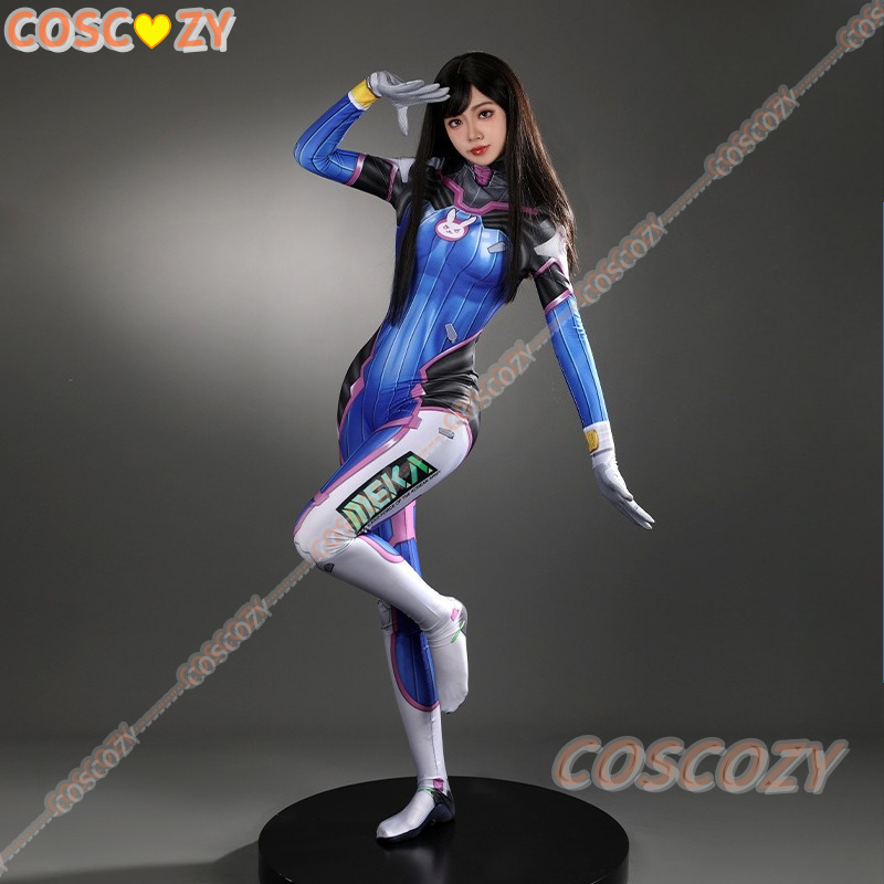 Anime Cosplay Jumpsuit - ชุดคอสเพลย์ D.Va สำหรับผู้หญิง ชุดเต็มรูปแบบ ชุดบอดี้สูทสไตล์เมคคาสำหรับตัวละครเกมยิงปืน เหมาะสำหรับงานอนิเมะคอนเวนชันและกิจกรรมสวมบทบาท