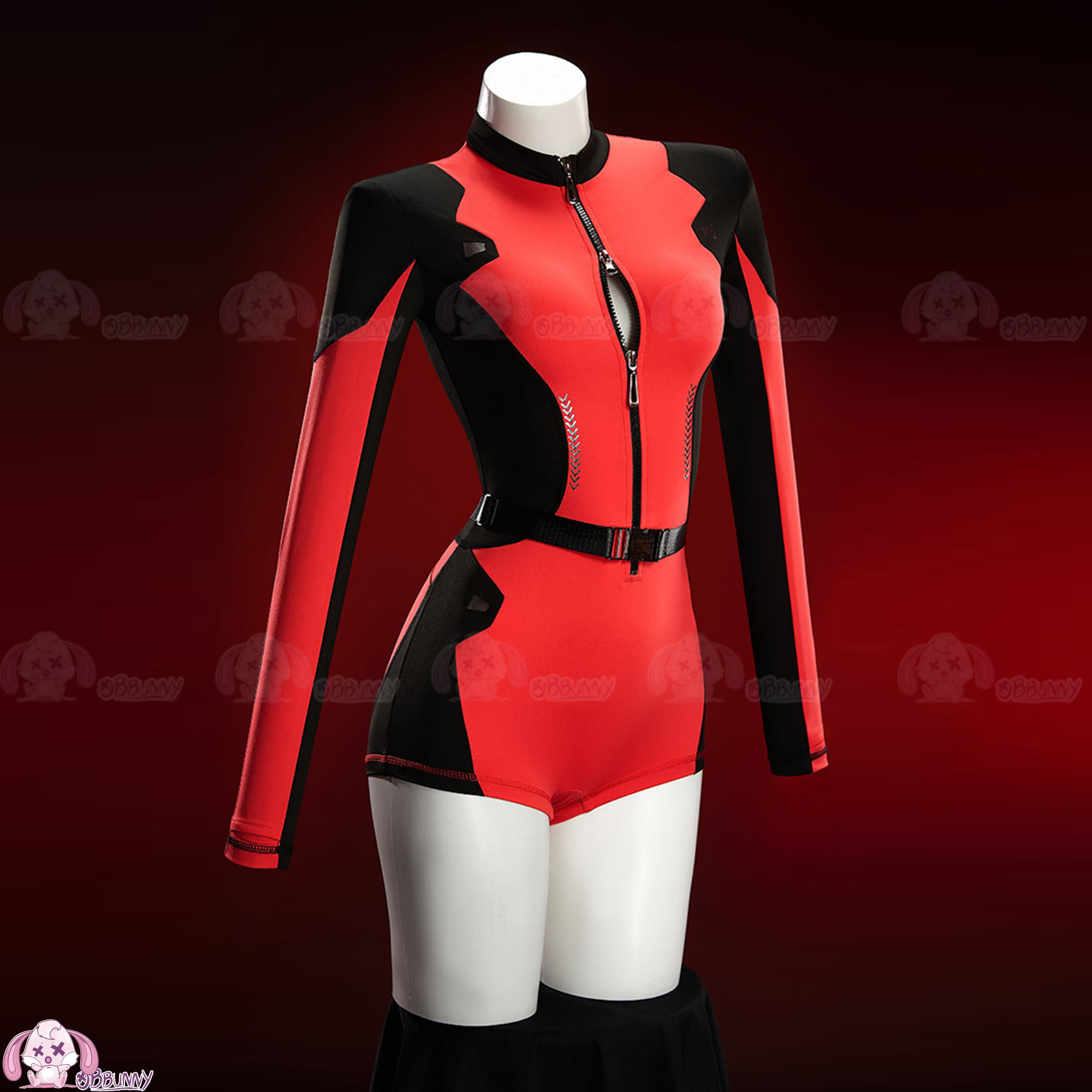 Anime Cosplay Jumpsuit - ชุดคอสเพลย์เดดพูอิง ชุดแฟนซีฮาโลวีน คาร์นิวัล ชุดจั๊มสูทแบบแปลงร่าง ชุดฮู้ดสีแดง ชุดลำลองสำหรับผู้หญิง