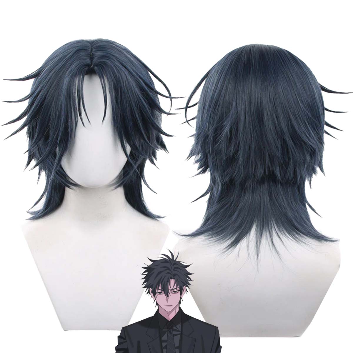 วิกผมคอสเพลย์ผู้ชาย อนิเมะ ลิง - Anime Cosplay Blue Hair บทวิจารณ์และราคา