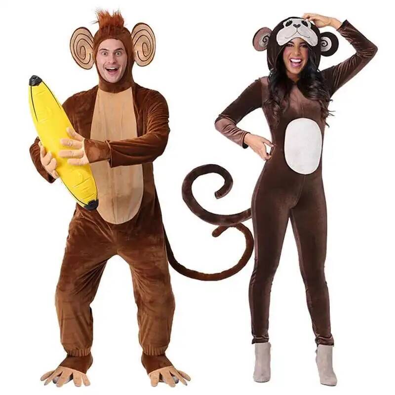 ใหม่สีน้ําตาลลิง Onesie ชุดนอน - Anime Cosplay Jumpsuit บทวิจารณ์และราคา